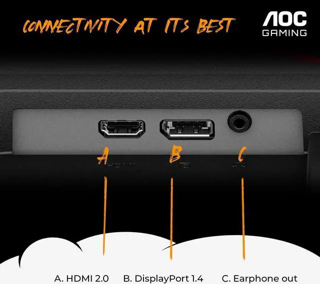 Alt view image 5 of 5 - AOC 24G4E 24" Gaming Monitor, Full HD 1920x1080 IPS Panel, 180Hz 1ms, 1x HDMI 2.0, 1x Display Port, Adaptive-Sync, Audio Earphone Out, Console Gaming Ready, 3-Year Zero-Bright-Dot