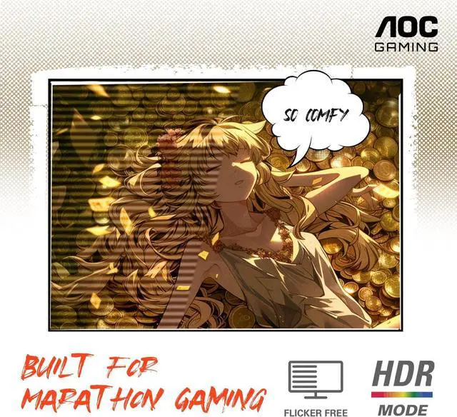 Alt view image 4 of 5 - AOC 24G4E 24" Gaming Monitor, Full HD 1920x1080 IPS Panel, 180Hz 1ms, 1x HDMI 2.0, 1x Display Port, Adaptive-Sync, Audio Earphone Out, Console Gaming Ready, 3-Year Zero-Bright-Dot