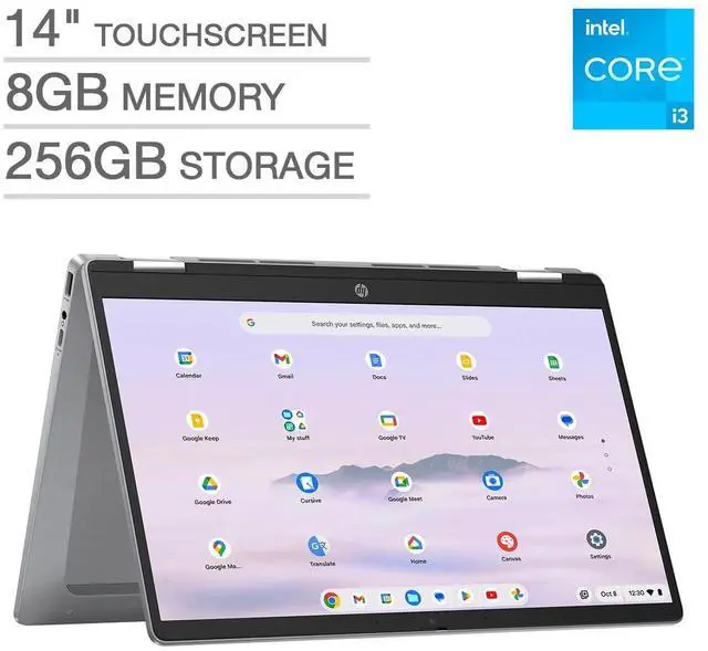 Main image of HP Chromebook Plus 14" 2-in-1 FHD Touchscreen Laptop with Google AI - Intel Core i3-N305 - 8GB Memory - 256GB UFS  Chrome OS Tablet