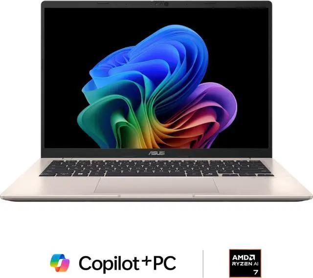 Alt view image 2 of 4 - ASUS Vivobook 14 Laptop, Copilot+ PC, 14 WUXGA 60Hz Display, AMD Ryzen AI 7 350 with XDNA NPU, AMD Radeon Graphics, 16GB RAM, 512GB SSD, Platinum Gold, M1407KA-PS74
