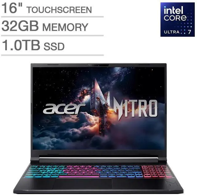 Acer Nitro V 16S 16.0" Gaming Laptop - Intel Core Ultra 7 240H Processor - NVIDIA RTX 5060, 8GB - 1920 x 1200 180Hz - 32GB RAM - 1TB SSD - Windows 11 Home