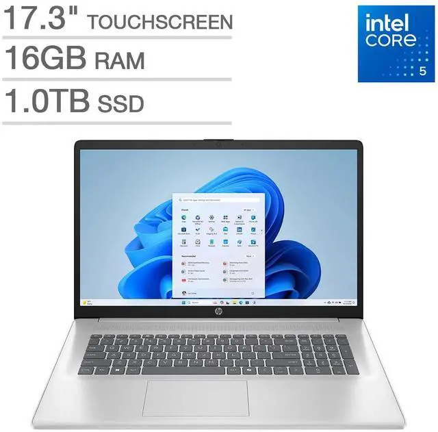 Main image of HP 17.3" HD+ Touchscreen Laptop - Intel Core 5 120U - (1600 x 900) - 16GB Memory - 1TB SSD - Windows 11 Home