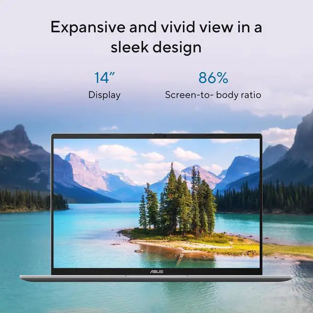 Alt view image 3 of 6 - ASUS Vivobook 14 Laptop, 14 WUXGA 60Hz Display, Qualcomm Snapdragon X, Qualcomm Adreno GPU, 16GB RAM, 512GB SSD, Windows 11, Cool Silver, X1407QA-BS56