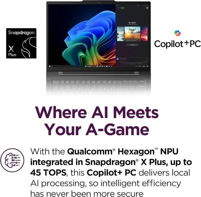 Alt view image 3 of 6 - Lenovo IdeaPad 5X 2-in-1 Copilot+ Extra-Long Battery Life 14" WUXGA FHD+ OLED Touch Display 16GB Memory 512GB Storage Snapdragon X Plus 8-core Processor Windows 11 Home, Pen Included, Luna Gray