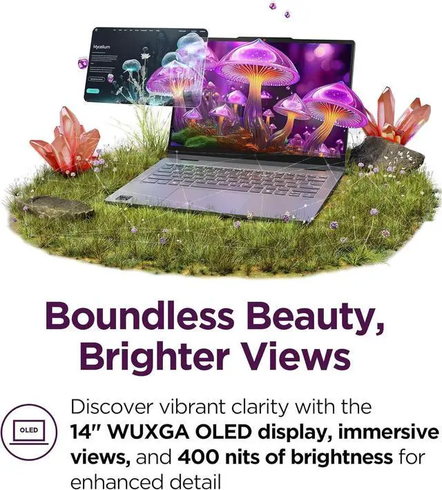 Alt view image 4 of 6 - Lenovo IdeaPad 5X 2-in-1 Copilot+ Extra-Long Battery Life 14" WUXGA FHD+ OLED Touch Display 16GB Memory 512GB Storage Snapdragon X Plus 8-core Processor Windows 11 Home, Pen Included, Luna Gray