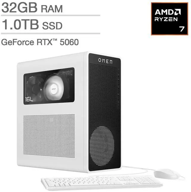 Alt view image 2 of 5 - HP OMEN 16L Gaming Desktop PC - AMD Ryzen 7 8700F - NVIDIA GeForce RTX 5060 - 32GB Memory - 1TB SSD - Windows 11 Home