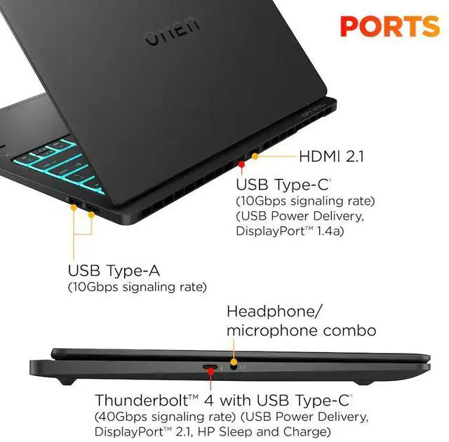 Alt view image 3 of 5 - HP OMEN - Transcend 14" 120Hz 3K OLED Gaming Laptop - Intel Core Ultra 7-255H - 32GB Memory - NVIDIA GeForce RTX 5060 - 1TB SSD - Shadow Black