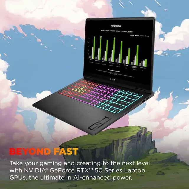 Main image of HP OMEN - Transcend 14" 120Hz 3K OLED Gaming Laptop - Intel Core Ultra 7-255H - 32GB Memory - NVIDIA GeForce RTX 5060 - 1TB SSD - Shadow Black