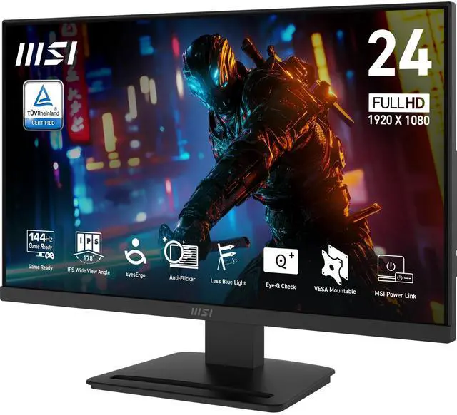 Alt view image 2 of 5 - MSI 23.8" FHD (1920x1080) HDMI VGA 144Hz 1ms Adaptive-Sync IPS Gaming Office Monitor  PRO MP243L E14W
