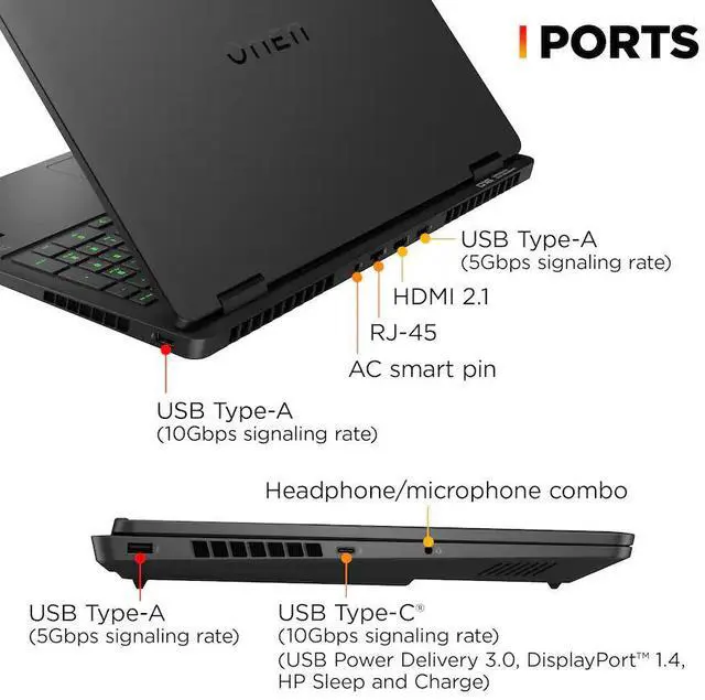 Alt view image 3 of 5 - HP OMEN - 16" 2K 144Hz Gaming Laptop - Intel Core Ultra 7 255H with AI Boost - 16GB Memory - NVIDIA GeForce RTX 5060 - 1TB SSD - Shadow Black