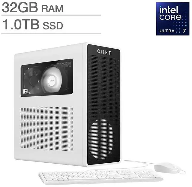 Main image of HP OMEN 16L Gaming Desktop PC - Intel Core Ultra 7 265F - NVIDIA GeForce RTX 5060 Ti - 32GB Memory - 1TB SSD - Windows 11 Home