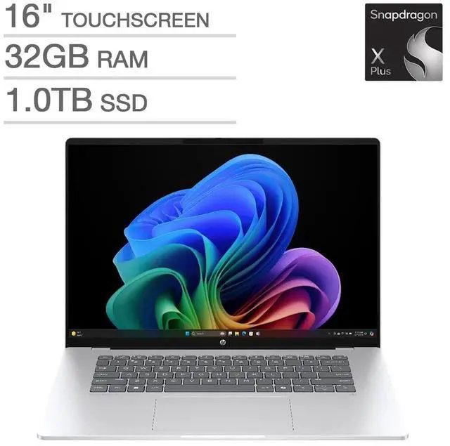 Main image of HP OmniBook 5 16" AI Laptop - Qualcomm Snapdragon X Plus - Copilot+ PC - 2K (1920x1200) OLED Touchscreen - 32GB Memory - 1TB SSD - Windows 11 Home