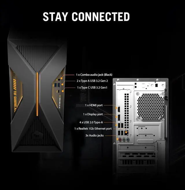 Alt view image 4 of 6 - ASUS TUF T500 (2025) Gaming Desktop PC, Intel® Core i5-13420H Processor, NVIDIA® GeForce RTX 3050, 512GB M.2 NVMe PCIe® 4 SSD, 16GB DDR5 RAM, Windows 11 Pro, T500MV-DS553