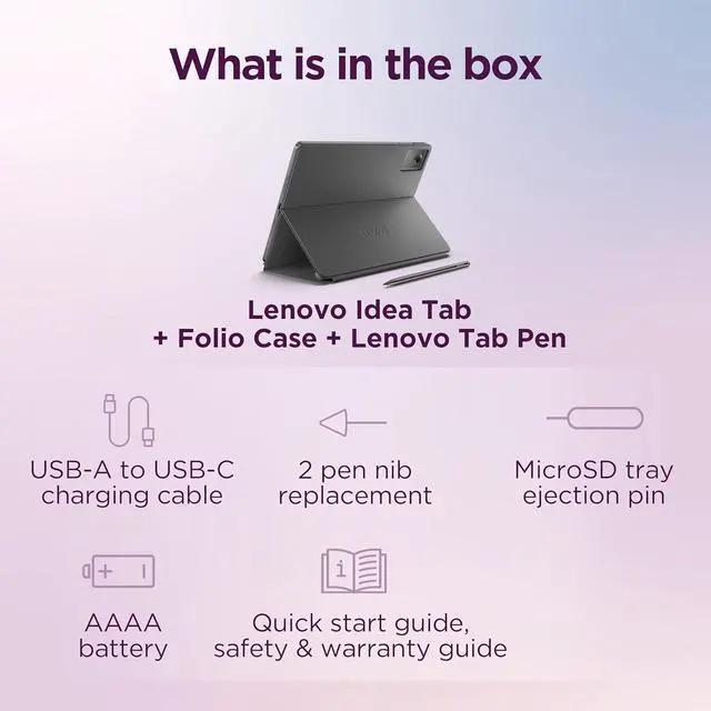 Alt view image 5 of 5 - Lenovo Idea Tab - College Tablet - 11 2.5K IPS Touchscreen Display - 90Hz - MediaTek Dimensity 6300-8 GB Memory - 256 GB Storage - Integrated Arm Mali-G57 MC2 Tab Pen and Folio Case