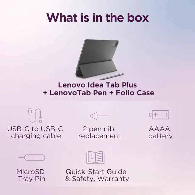 Alt view image 5 of 5 - Lenovo Idea Tab Plus - Lightweight Tablet - 12.1 2.5K IPS Touchscreen Display - 90Hz - MediaTek Dimensity 6400-8GB Memory - 128GB Storage - Integrated Arm Mali-G57 MC2 Tab Pen & Folio Case