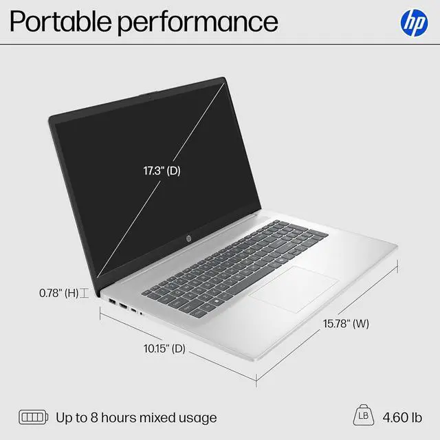 HP 17.3 inch Laptop, FHD Display, Intel Core i5-1334U, 16 GB RAM