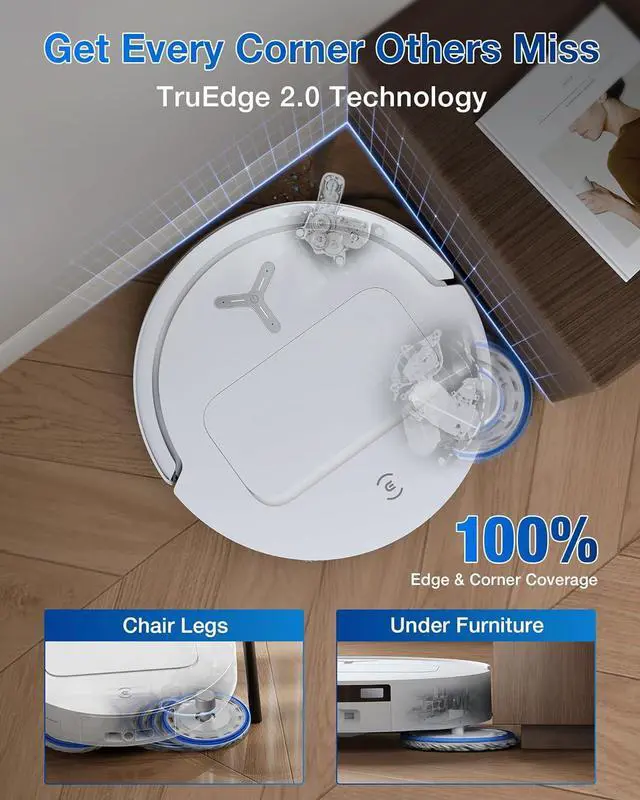 Alt view image 3 of 7 - ECOVACS DEEBOT T50 PRO Omni Robot Vacuum and Mop, 3.19 Ultra-Slim, 15,000Pa Suction, ZeroTangle 2.0, TruEdge Edge Cleaning, AIVI 3D Obstacle Avoidance, Auto Mop Wash & Dry, Self-Emptying,White