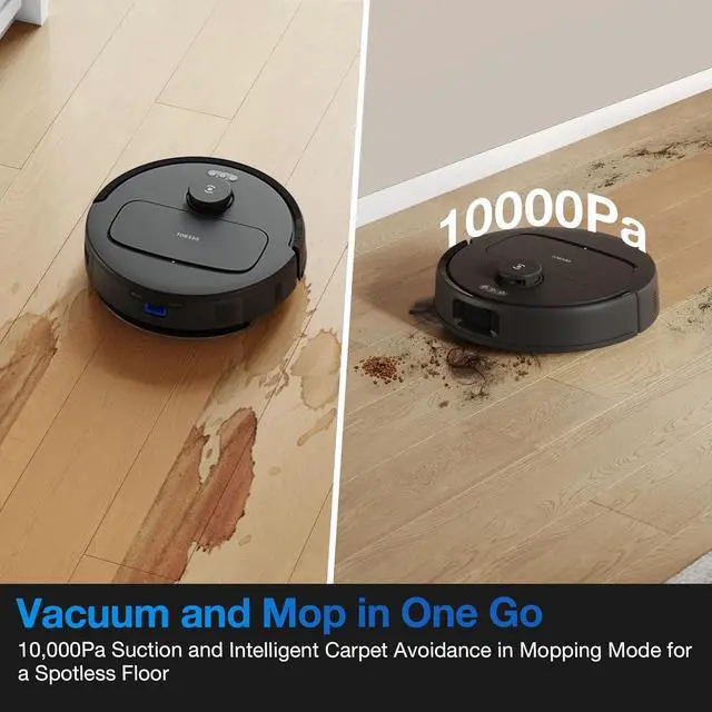 Alt view image 3 of 7 - ECOVACS DEEBOT N20e Plus Robot Vacuum and Mop, 10000Pa Strong Suction, Self-Emptying Bagless Base, Tangle-Free Roller for Pet Hair, Smart Mapping, 300 Min Runtime, Alexa Compatible