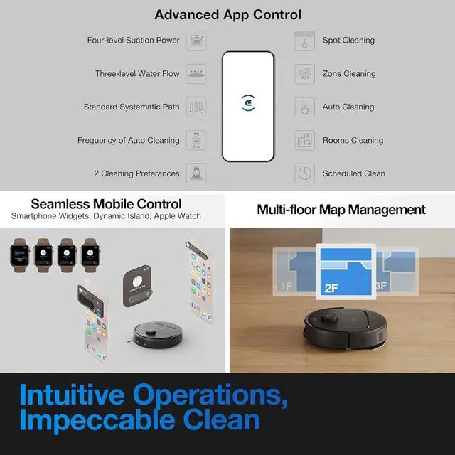 Alt view image 7 of 7 - ECOVACS DEEBOT N20e Plus Robot Vacuum and Mop, 10000Pa Strong Suction, Self-Emptying Bagless Base, Tangle-Free Roller for Pet Hair, Smart Mapping, 300 Min Runtime, Alexa Compatible