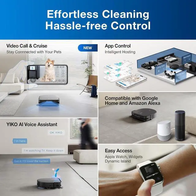 Alt view image 6 of 6 - ECOVACS Robot Vacuum Cleaner DEEBOT X5 PRO Omni with All-in-one Station, 12.800Pa, ZeroTangle, TruEdge Adaptive Edge Mopping, 150 Hot Water Mop Washing, AINA 2.0 Intelligent Navigation