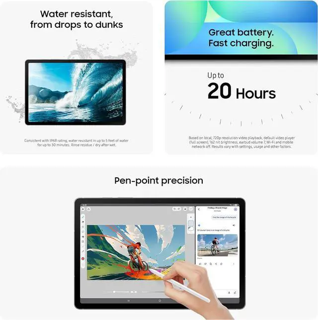 Alt view image 2 of 3 - SAMSUNG Galaxy Tab S10 FE 128GB WiFi Android Tablet, Large Display, Long Battery Life, Exynos 1580 Processor, IP68 Water-Resistant, 90 Hz Refresh, S Pen for Note-Taking, US Version, Silver