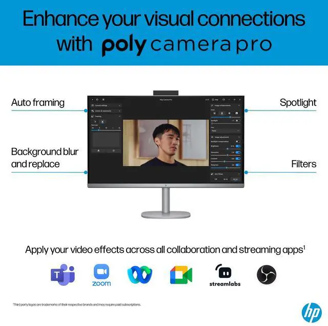 Alt view image 3 of 5 - HP OmniStudio X All-in-One Desktop Next Gen AI 32-c1075t PC, Windows 11 Home, 31.5", Intel® Core Ultra 7, 16GB RAM, 1TB SSD, 4K UHD, Meteor silver