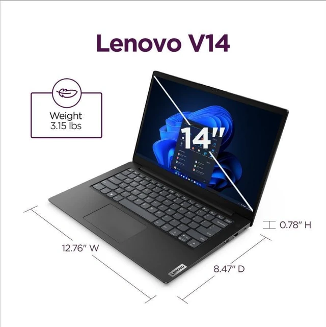 Alt view image 2 of 5 - Lenovo V14 G5 - Hybrid Work Laptop - 14" FHD Display - Intel Core 7-240H - 16GB Memory - 512GB Storage - Integrated Intel UHD Graphics - Windows 11 Home - Business Black