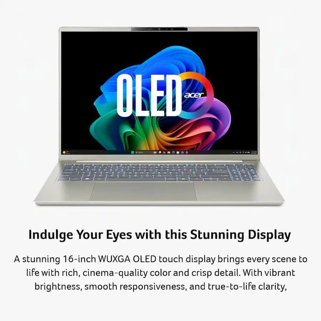 Alt view image 4 of 5 - Acer - Swift Go 16 AI - Copilot+ PC - 16" OLED WQXGA Touch Laptop - Intel Core Ultra 7 355 2026 - 32GB Memory 1TB Storage - Vapor Silver