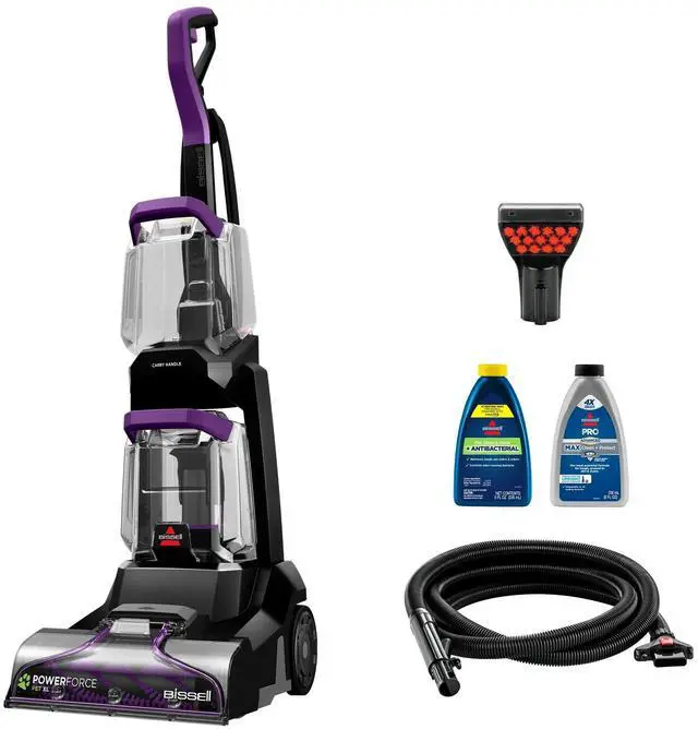 Main image of BISSELL PowerForce Pet XL Upright Deep Cleaner, for Carpet and Upholstery, 10" Clean Path, Above Floor Cleaning, Large Clean Tank, Lightweight, 3748, Black