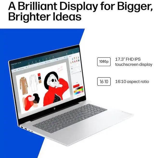 Alt view image 4 of 6 - HP - OmniBook X 17.3" Full HD Touchscreen Laptop - Intel Core Ultra 7 16GB Memory - 512GB SSD - Copilot+ PC - Glacier Silver