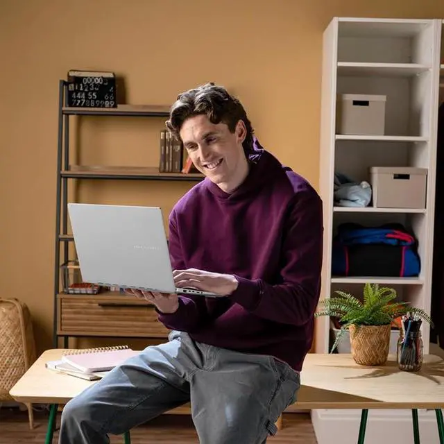 Alt view image 3 of 5 - ASUS Vivobook S 14 OLED Slim Laptop, AMD Ryzen AI 9 365(10 Cores), 24GB, 1TB SSD, Customizable RGB Keyboard, Cool Silver, M5406WA-AH94