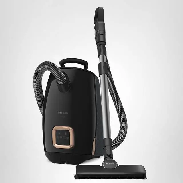 Main image of Miele Guard L1 AllFloor Bagged Canister Vacuum Cleaner with AirClean Plus Filter, AllTeQ Universal Floorhead, and AllFloor Floorbrush, LED Display Panel, in Obsidian Black/Rose Gold