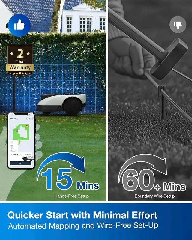 Alt view image 2 of 6 - ECOVACS Goat O1000 RTK Robot Lawn Mower, Perimeter Wire Free Vision Robotic Lawnmower for 1/4 Acres Lawn, Automated Mapping, APP Control, 3D Obstacle Avoidance, Zero-Edge Cutting