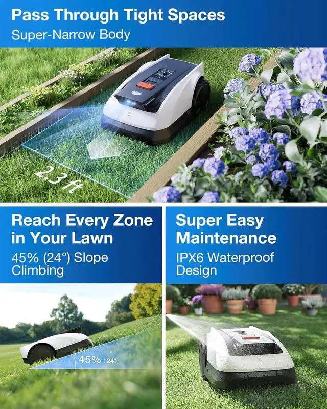 Alt view image 4 of 6 - ECOVACS Goat O1000 RTK Robot Lawn Mower, Perimeter Wire Free Vision Robotic Lawnmower for 1/4 Acres Lawn, Automated Mapping, APP Control, 3D Obstacle Avoidance, Zero-Edge Cutting