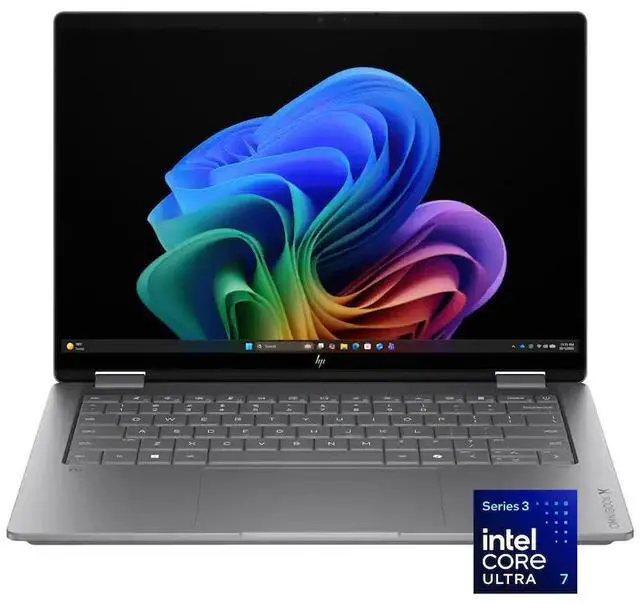Main image of HP - OmniBook X Flip 2-in-1 - 14" 2K OLED Touchscreen Laptop - Intel Core Ultra 7 (2026) - 16GB Memory - 1TB SSD - Copilot+ - Meteor Silver