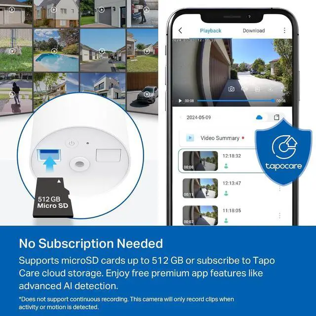 Alt view image 4 of 7 - Tapo SolarCam 1080p Outdoor Wireless Security Camera, Battery Power with Solar, Person Detection, Subscription-Free Local Storage/Optional Cloud, Works with Alexa & Google Assistant, C402 KIT(3-Pack)