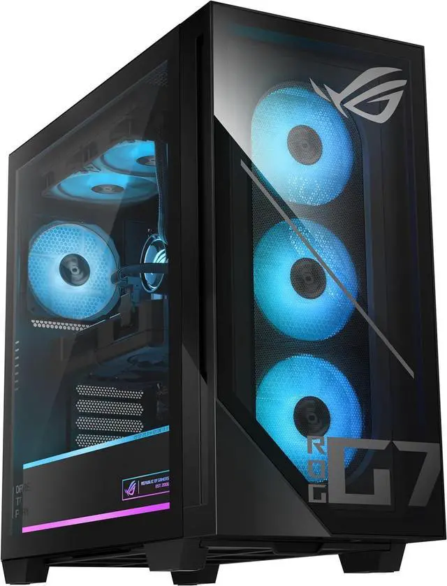 Main image of ASUS ROG GM700 (2025) Gaming Desktop PC, AMD Ryzen 7 9800X3D Processor, AMD® Radeon RX 9070 XT Prime OC, 2TB M.2 NVMe PCIe® 4 SSD, 32GB DDR5 RAM, Windows 11 Home, GM700TZ-MS777