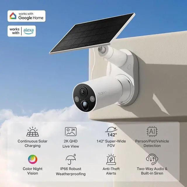 Alt view image 2 of 4 - Tapo MagCam 2K+ Outdoor Wireless Security Camera - Battery Power with Solar Charging, Magnetic Mount, Person/Vehicle Detection, Subscription-Free Local Storage or Optional Cloud, Works with Alexa