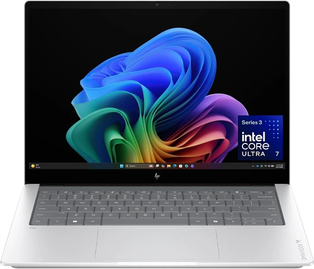 Main image of HP OmniBook X 14 inch Next Gen AI PC, 3K Touchscreen, Intel® CORE Ultra 7 Processor 356H, 24 GB RAM, 1 TB SSD, Intel Graphics, Windows 11 Home, Glacier Silver, 14-ka0099nr (2026)
