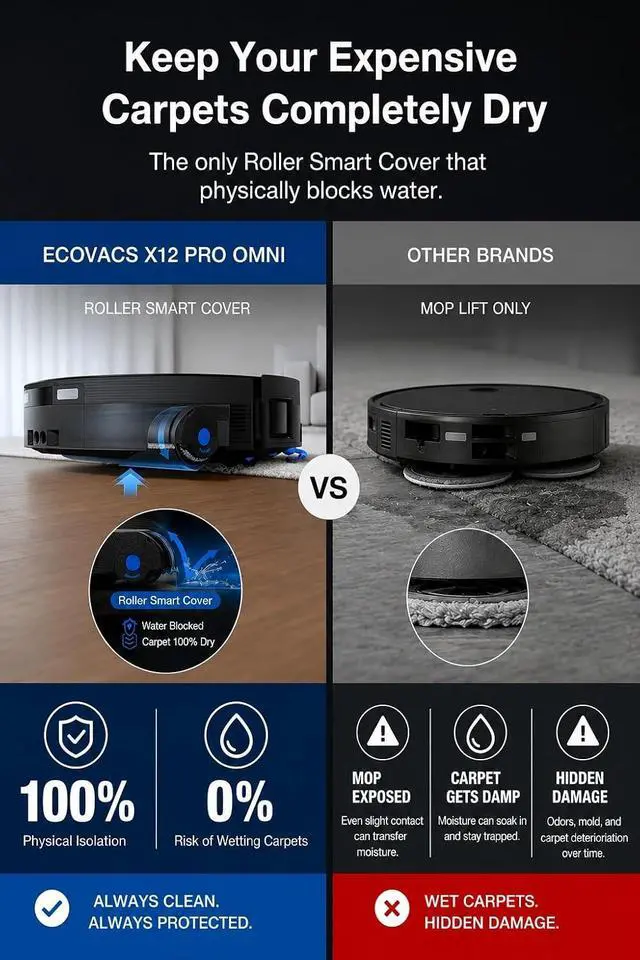 Alt view image 2 of 5 - ECOVACS DEEBOT X12 PRO Omni Robot Vacuum and Mop, 22000Pa Suction, FocusJet Pre-Spray, Bagless Dust Station, OZMO Self-Washing Mop, TruEdge Cleaning, ZeroTangle, Perfect for Pet Hair & Carpets