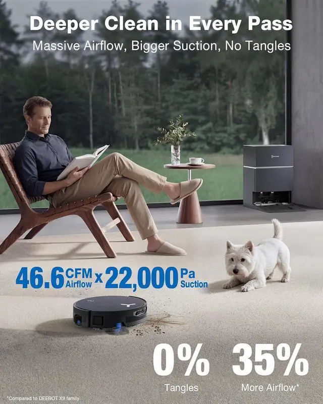 Alt view image 4 of 5 - ECOVACS DEEBOT X12 PRO Omni Robot Vacuum and Mop, 22000Pa Suction, FocusJet Pre-Spray, Bagless Dust Station, OZMO Self-Washing Mop, TruEdge Cleaning, ZeroTangle, Perfect for Pet Hair & Carpets