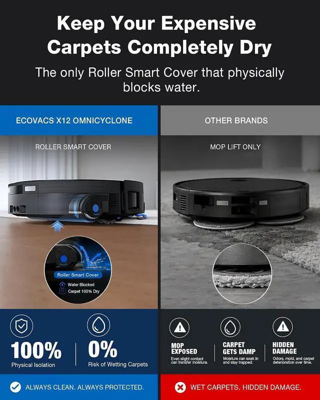 Alt view image 2 of 5 - ECOVACS DEEBOT X12 OMNICYCLONE Robot Vacuum and Mop, FocusJet Pre-Spray, Bagless Station, OZMO Roller Instant Self Washing, Blast 22000Pa Suction, ZeroTangle, PowerBoost Charging for Large House