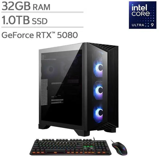 Main image of MSI Aegis R2 AI Gaming Desktop Intel Core Ultra 9 285 - GeForce RTX 5080 32GB RAM 1TB SSD Windows 11