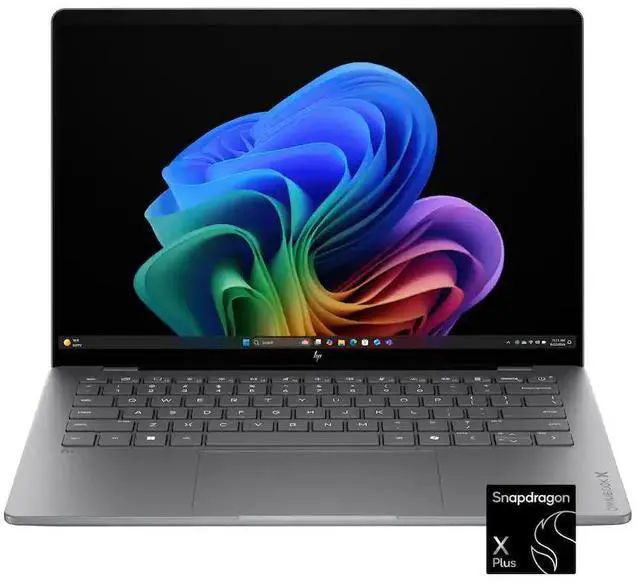 Main image of HP - OmniBook X - 14" 2K OLED Touchscreen Laptop - Snapdragon X Plus (2025) - 16GB Memory - 512GB SSD - Copilot+ PC - Meteor Silver