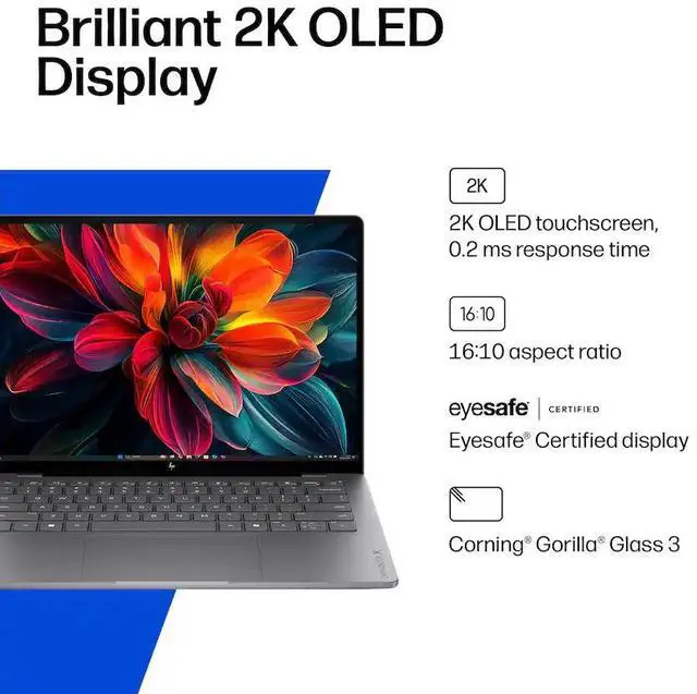 Alt view image 6 of 6 - HP - OmniBook X - 14" 2K OLED Touchscreen Laptop - Snapdragon X Plus (2025) - 16GB Memory - 512GB SSD - Copilot+ PC - Meteor Silver