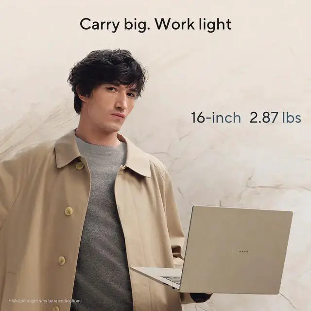 Alt view image 5 of 5 - ASUS - Zenbook A16 16" 3K OLED Touch Screen Laptop - Snapdragon X2 Elite Extreme (2026) - 48GB RAM - 512GB SSD - Copilot+ PC - Zabriskie Beige