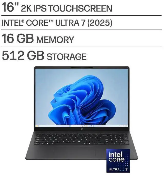Alt view image 2 of 5 - HP - OmniBook 3 16" 2K Touchscreen Laptop - Intel Core Ultra 7 (2025) - 16GB Memory - 512GB SSD - Mica Silver