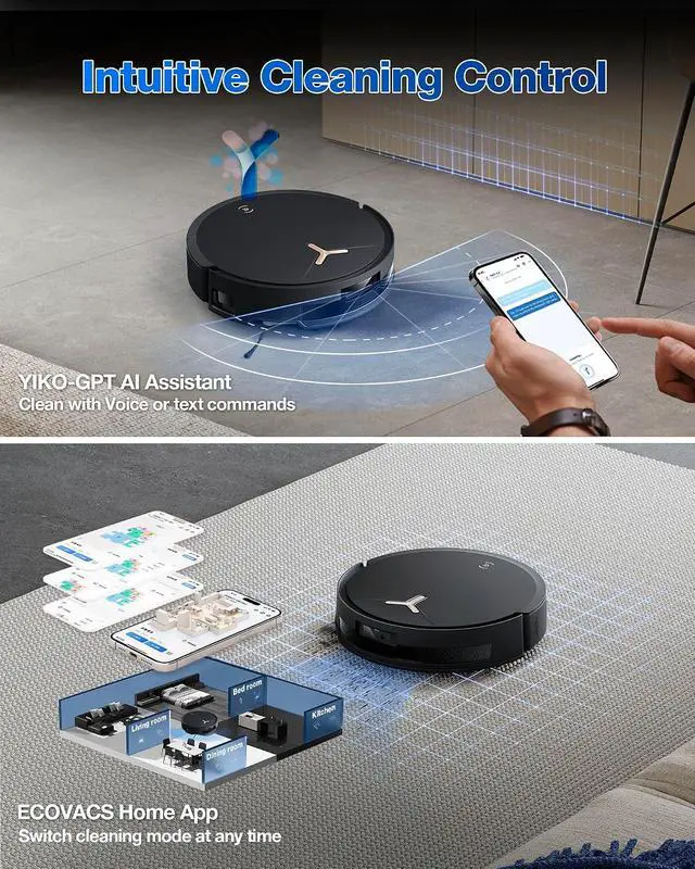 Alt view image 5 of 5 - ECOVACS DEEBOT T50 MAX PRO Omni Robot Vacuum and Mop, 18,500Pa Suction, 18mm Auto-Lift, ZeroTangle &TruEdge 2.0, AIVI 3.0 Obstacle Avoidance, Auto Hot Water Mop Wash/Dry/Refill, Self-Emptying