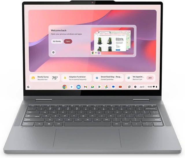 Main image of Lenovo Chromebook 2-in-1 - Lightweight Laptop - Google Gemini - Intel® N150 CPU - 14" WUXGA IPS Touchscreen Display - 4GB RAM - 128GB UFS Storage - Integrated Intel® Graphics - Luna Grey
