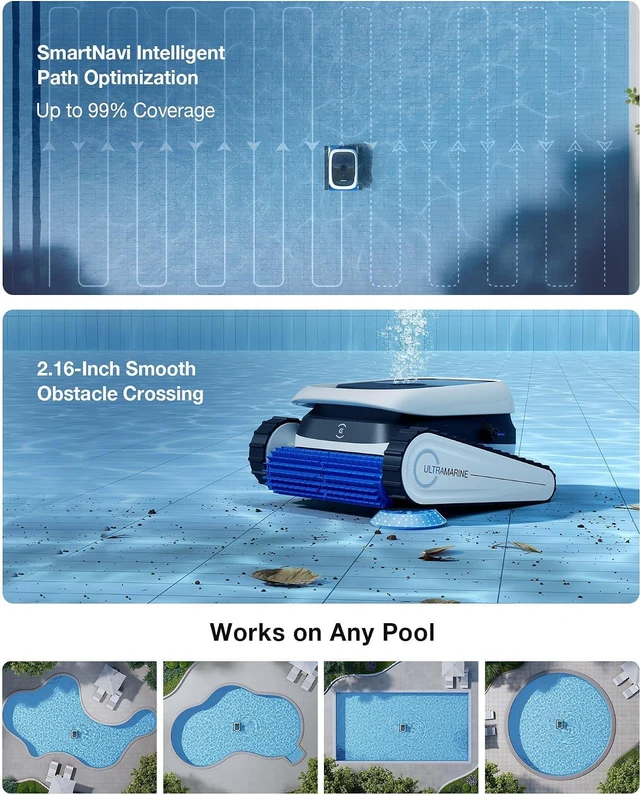 Alt view image 6 of 7 - ECOVACS Ultramarine P1 Cordless Robotic Pool Cleaner, 180-Min Runtime